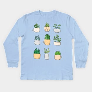 Plants in cups and pots Kids Long Sleeve T-Shirt